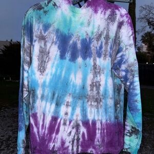 The Blue Haze Tie Dye Long Sleeve Shirt – 100% cotton, Handmade, XL